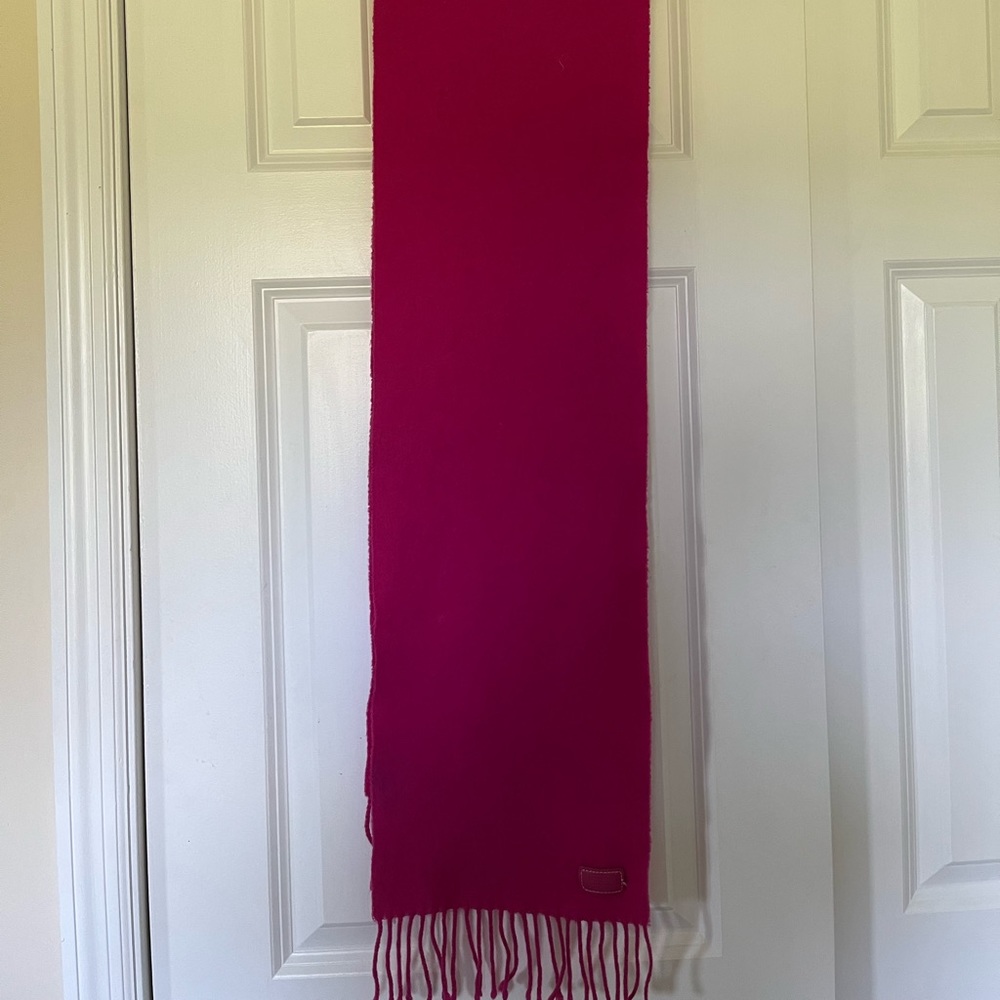 Women’s Bright Pink COACH SCARF with Fringed Ends